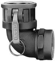 EVER-TITE Coupling Products - 6" Aluminum Cam & Groove Suction & Discharge Hose Female Coupler Female NPT Thread, 90° - Part D, 6" Thread, 75 Max psi - USA Tool & Supply