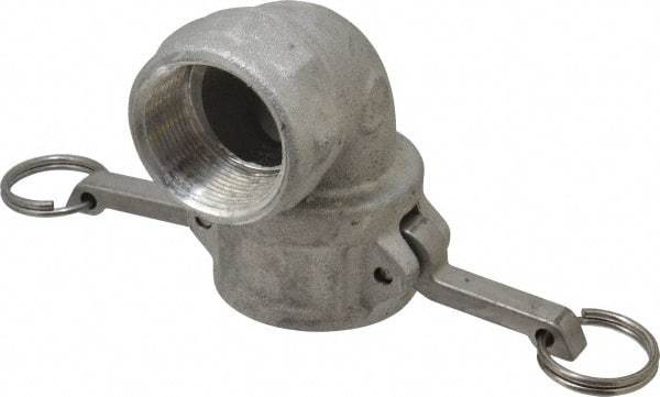 EVER-TITE Coupling Products - 1-1/2" Aluminum Cam & Groove Suction & Discharge Hose Female Coupler Female NPT Thread, 90° - Part D, 1-1/2" Thread, 250 Max psi - USA Tool & Supply