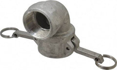 EVER-TITE Coupling Products - 1-1/2" Aluminum Cam & Groove Suction & Discharge Hose Female Coupler Female NPT Thread, 90° - Part D, 1-1/2" Thread, 250 Max psi - USA Tool & Supply