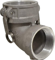 EVER-TITE Coupling Products - 3" Aluminum Cam & Groove Suction & Discharge Hose Female Coupler Female NPT Thread, 90° - Part D, 3" Thread, 125 Max psi - USA Tool & Supply