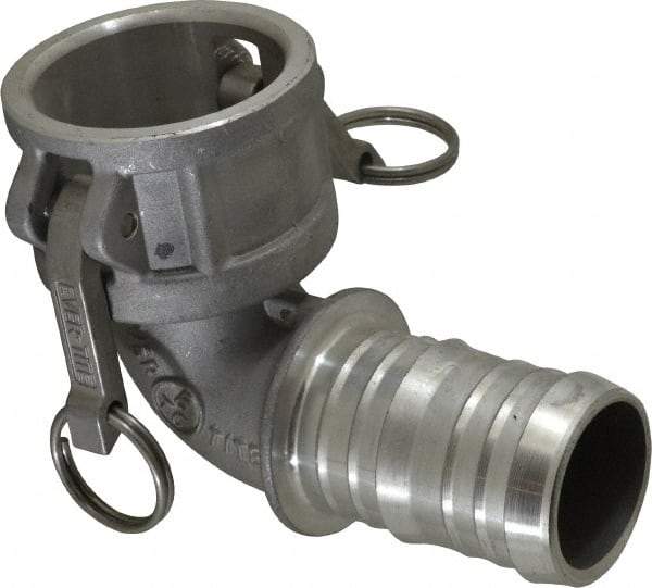 EVER-TITE Coupling Products - 2" Aluminum Cam & Groove Suction & Discharge Hose Female Coupler Hose Shank, 90° - Part C, 250 Max psi - USA Tool & Supply