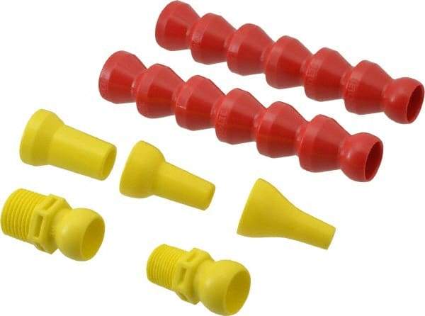 Value Collection - 7 Piece, 13" Hose Length, 1/2, 1/4 & 3/8" Nozzle Diam, 1/2" Hose ID, Coolant Hose Kit - 3/8 & 1/2" BSPT For Snap Flow Modular Hose Systems - USA Tool & Supply