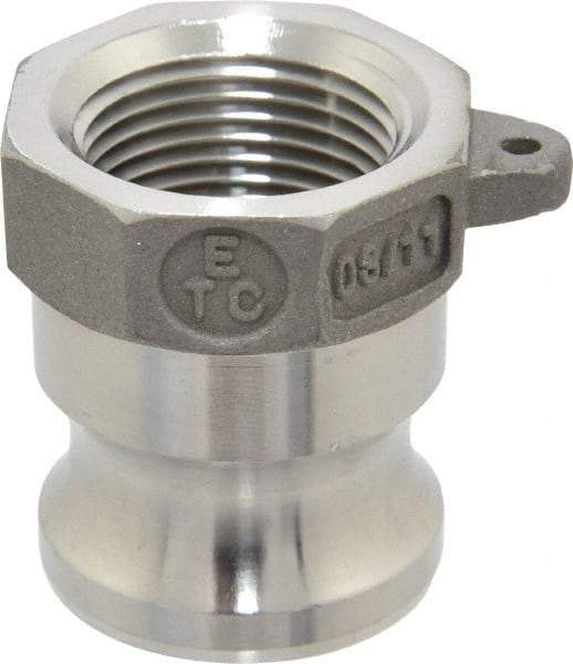 EVER-TITE Coupling Products - 3/4" Stainless Steel Cam & Groove Suction & Discharge Hose Male Adapter Female NPT Thread - Part A, 3/4" Thread, 250 Max psi - USA Tool & Supply