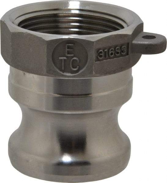EVER-TITE Coupling Products - 1-1/4" Stainless Steel Cam & Groove Suction & Discharge Hose Male Adapter Female NPT Thread - Part A, 1-1/4" Thread, 250 Max psi - USA Tool & Supply