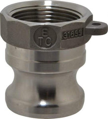 EVER-TITE Coupling Products - 1-1/4" Stainless Steel Cam & Groove Suction & Discharge Hose Male Adapter Female NPT Thread - Part A, 1-1/4" Thread, 250 Max psi - USA Tool & Supply