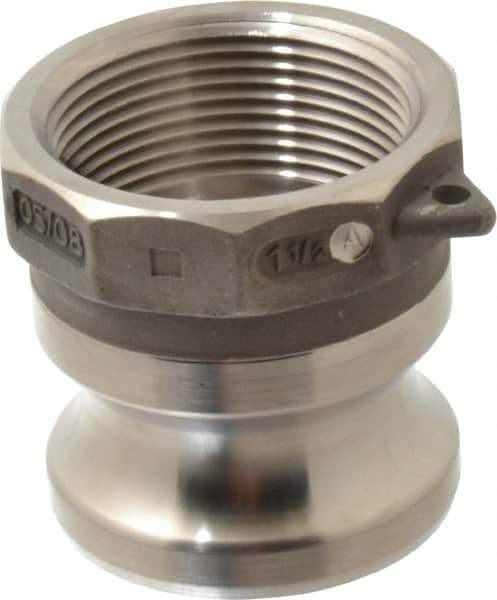 EVER-TITE Coupling Products - 1-1/2" Stainless Steel Cam & Groove Suction & Discharge Hose Male Adapter Female NPT Thread - Part A, 1-1/2" Thread, 250 Max psi - USA Tool & Supply