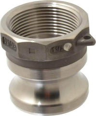 EVER-TITE Coupling Products - 1-1/2" Stainless Steel Cam & Groove Suction & Discharge Hose Male Adapter Female NPT Thread - Part A, 1-1/2" Thread, 250 Max psi - USA Tool & Supply