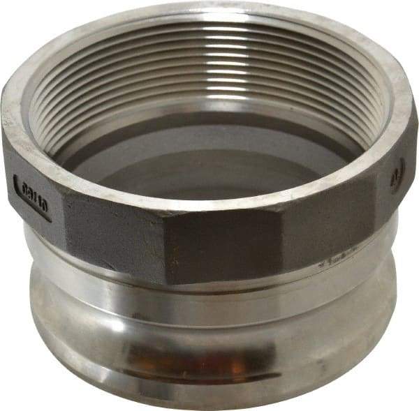 EVER-TITE Coupling Products - 4" Stainless Steel Cam & Groove Suction & Discharge Hose Male Adapter Female NPT Thread - Part A, 4" Thread, 100 Max psi - USA Tool & Supply