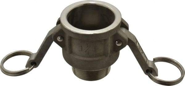EVER-TITE Coupling Products - 1-1/4" Stainless Steel Cam & Groove Suction & Discharge Hose Female Coupler Male NPT Thread - Part B, 1-1/4" Thread, 250 Max psi - USA Tool & Supply