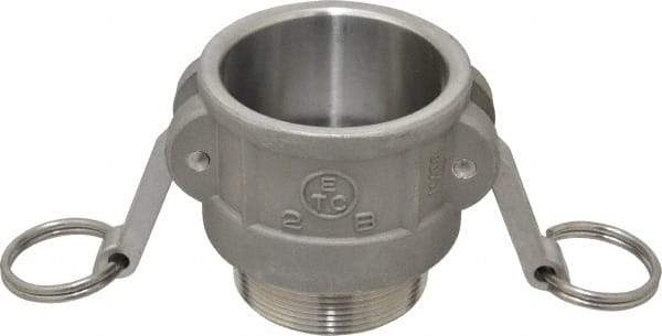 EVER-TITE Coupling Products - 2" Stainless Steel Cam & Groove Suction & Discharge Hose Female Coupler Male NPT Thread - Part B, 2" Thread, 250 Max psi - USA Tool & Supply
