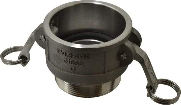 EVER-TITE Coupling Products - 3" Stainless Steel Cam & Groove Suction & Discharge Hose Female Coupler Male NPT Thread - Part B, 3" Thread, 200 Max psi - USA Tool & Supply