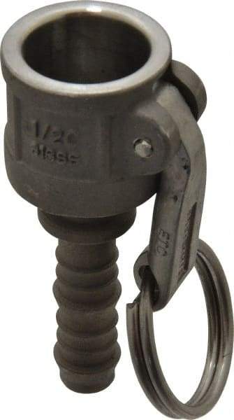 EVER-TITE Coupling Products - 1/2" Stainless Steel Cam & Groove Suction & Discharge Hose Female Coupler Hose Shank - Part C, 250 Max psi - USA Tool & Supply