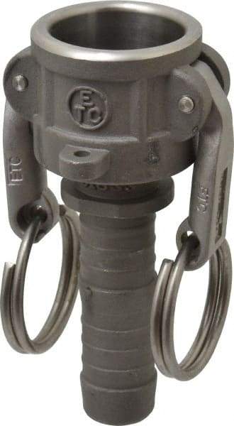EVER-TITE Coupling Products - 3/4" Stainless Steel Cam & Groove Suction & Discharge Hose Female Coupler Hose Shank - Part C, 250 Max psi - USA Tool & Supply