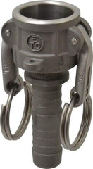 EVER-TITE Coupling Products - 3/4" Stainless Steel Cam & Groove Suction & Discharge Hose Female Coupler Hose Shank - Part C, 250 Max psi - USA Tool & Supply