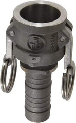 EVER-TITE Coupling Products - 1" Stainless Steel Cam & Groove Suction & Discharge Hose Female Coupler Hose Shank - Part C, 250 Max psi - USA Tool & Supply