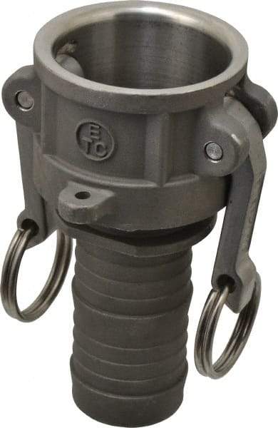 EVER-TITE Coupling Products - 1-1/2" Stainless Steel Cam & Groove Suction & Discharge Hose Female Coupler Hose Shank - Part C, 250 Max psi - USA Tool & Supply