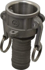 EVER-TITE Coupling Products - 1-1/2" Stainless Steel Cam & Groove Suction & Discharge Hose Female Coupler Hose Shank - Part C, 250 Max psi - USA Tool & Supply