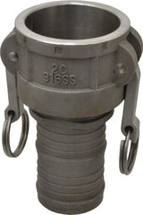 EVER-TITE Coupling Products - 2" Stainless Steel Cam & Groove Suction & Discharge Hose Female Coupler Hose Shank - Part C, 250 Max psi - USA Tool & Supply