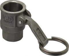 EVER-TITE Coupling Products - 1/2" Stainless Steel Cam & Groove Suction & Discharge Hose Female Coupler Female NPT Thread - Part D, 1/2" Thread, 250 Max psi - USA Tool & Supply