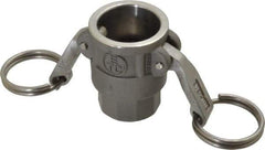 EVER-TITE Coupling Products - 3/4" Stainless Steel Cam & Groove Suction & Discharge Hose Female Coupler Female NPT Thread - Part D, 3/4" Thread, 250 Max psi - USA Tool & Supply