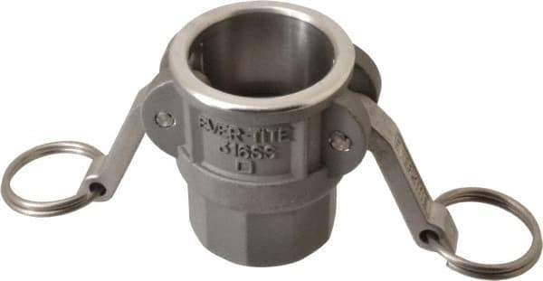 EVER-TITE Coupling Products - 1-1/4" Stainless Steel Cam & Groove Suction & Discharge Hose Female Coupler Female NPT Thread - Part D, 1-1/4" Thread, 250 Max psi - USA Tool & Supply