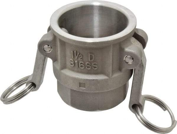 EVER-TITE Coupling Products - 1-1/2" Stainless Steel Cam & Groove Suction & Discharge Hose Female Coupler Female NPT Thread - Part D, 1-1/2" Thread, 250 Max psi - USA Tool & Supply
