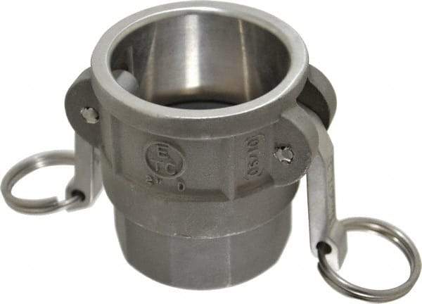 EVER-TITE Coupling Products - 2" Stainless Steel Cam & Groove Suction & Discharge Hose Female Coupler Female NPT Thread - Part D, 2" Thread, 250 Max psi - USA Tool & Supply