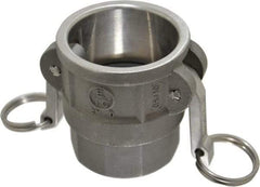 EVER-TITE Coupling Products - 2" Stainless Steel Cam & Groove Suction & Discharge Hose Female Coupler Female NPT Thread - Part D, 2" Thread, 250 Max psi - USA Tool & Supply