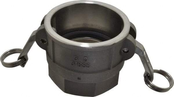 EVER-TITE Coupling Products - 3" Stainless Steel Cam & Groove Suction & Discharge Hose Female Coupler Female NPT Thread - Part D, 3" Thread, 200 Max psi - USA Tool & Supply