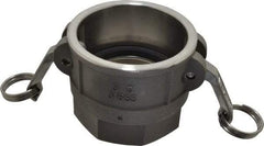 EVER-TITE Coupling Products - 3" Stainless Steel Cam & Groove Suction & Discharge Hose Female Coupler Female NPT Thread - Part D, 3" Thread, 200 Max psi - USA Tool & Supply