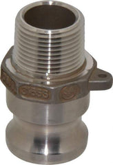EVER-TITE Coupling Products - 3/4" Stainless Steel Cam & Groove Suction & Discharge Hose Male Adapter Male NPT Thread - Part F, 3/4" Thread, 250 Max psi - USA Tool & Supply