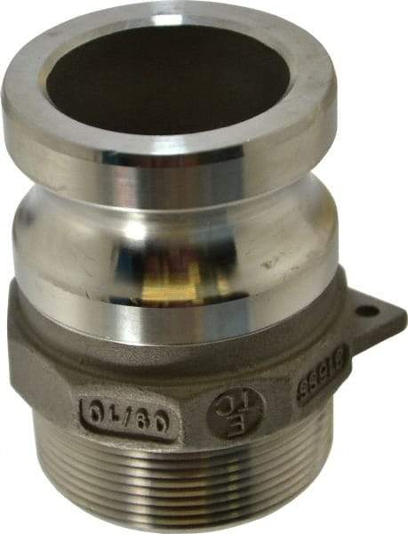 EVER-TITE Coupling Products - 2" Stainless Steel Cam & Groove Suction & Discharge Hose Male Adapter Male NPT Thread - Part F, 2" Thread, 250 Max psi - USA Tool & Supply