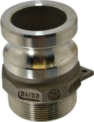 EVER-TITE Coupling Products - 2" Stainless Steel Cam & Groove Suction & Discharge Hose Male Adapter Male NPT Thread - Part F, 2" Thread, 250 Max psi - USA Tool & Supply