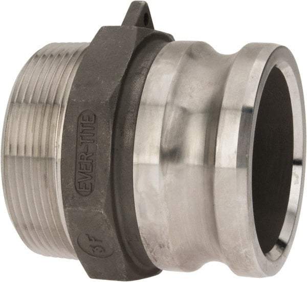 EVER-TITE Coupling Products - 3" Stainless Steel Cam & Groove Suction & Discharge Hose Male Adapter Male NPT Thread - Part F, 3" Thread, 200 Max psi - USA Tool & Supply