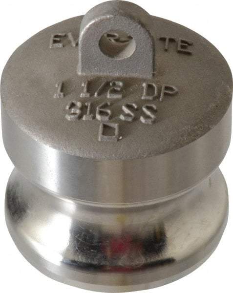 EVER-TITE Coupling Products - 1-1/2" Stainless Steel Cam & Groove Suction & Discharge Hose Dust Plug For Use with Couplers - Part DP, 250 Max psi - USA Tool & Supply