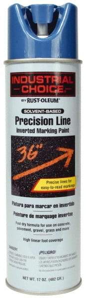Rust-Oleum - 17 fl oz Blue Marking Paint - 600' to 700' Coverage at 1" Wide, Solvent-Based Formula - USA Tool & Supply