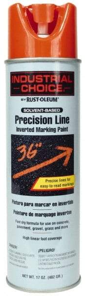 Rust-Oleum - 17 fl oz Orange Marking Paint - 600' to 700' Coverage at 1" Wide, Solvent-Based Formula - USA Tool & Supply