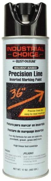 Rust-Oleum - 17 fl oz Black Marking Paint - 600' to 700' Coverage at 1" Wide, Solvent-Based Formula - USA Tool & Supply