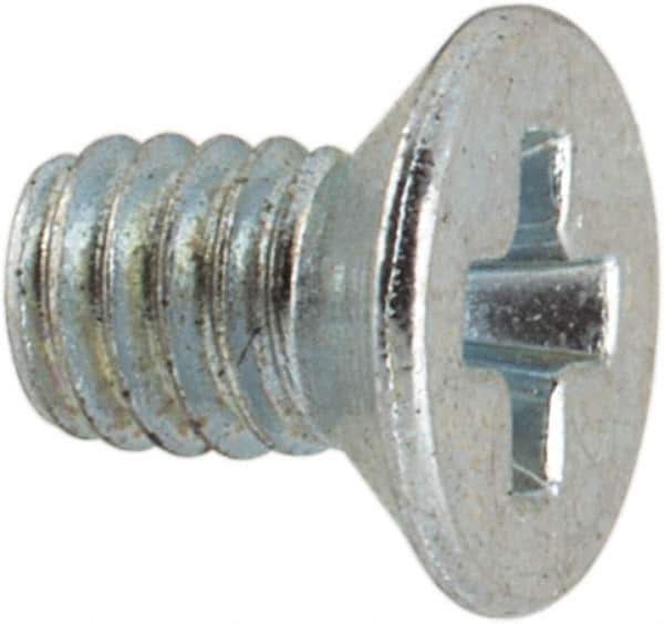 Value Collection - M2.5x0.45 Metric Coarse, 4mm OAL Phillips Drive Machine Screw - Flat Head, Grade 4.8 Steel, Zinc-Plated Finish, Without Washer - USA Tool & Supply