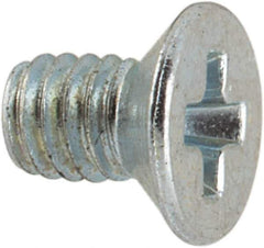 Value Collection - M2.5x0.45 Metric Coarse, 4mm OAL Phillips Drive Machine Screw - Flat Head, Grade 4.8 Steel, Zinc-Plated Finish, Without Washer - USA Tool & Supply