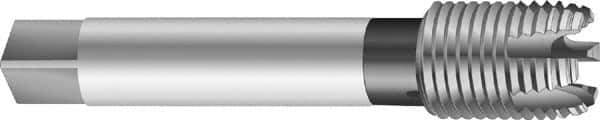 Emuge - 1-3/8 - 8 UNS, 6 Flute, Nitride Finish, Cobalt Spiral Point Tap - Modified Bottoming Chamfer, Right Hand Thread, 7-7/8" OAL, 1.654" Thread Length, 1.108" Shank Diam, 3BX Class of Fit - Exact Industrial Supply