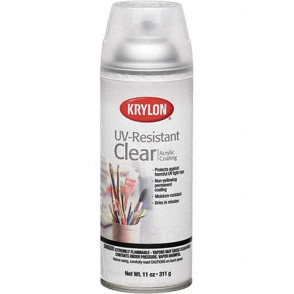 Krylon - Crystal Clear, Flat, Acrylic Coating Spray Paint - 15 to 20 Sq Ft per Can, 16 oz Container - USA Tool & Supply