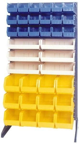 Quantum Storage - 300 Lb Capacity, 15" Deep x 36" Wide x 66" High, Steel Pick Rack - 1 Side, 112 Green Polyethylene/Polypropylene Bins - USA Tool & Supply