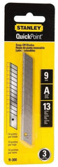 Stanley - 3 Piece Steel Utility Knife Blade - 3-1/2" OAL, 0.017" Blade Thickness - USA Tool & Supply