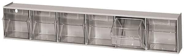 Quantum Storage - 23-5/8" Wide x 4-1/2" High x 3-5/8" Deep, Small Parts Tip Out Stacking Bin Organizer - Polystyrene Frame, 6 Compartments, 3-1/2" Wide x 3-3/4" High x 2-5/8" Deep Bin - USA Tool & Supply