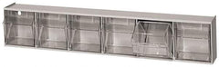 Quantum Storage - 23-5/8" Wide x 4-1/2" High x 3-5/8" Deep, Small Parts Tip Out Stacking Bin Organizer - Polystyrene Frame, 6 Compartments, 3-1/2" Wide x 3-3/4" High x 2-5/8" Deep Bin - USA Tool & Supply