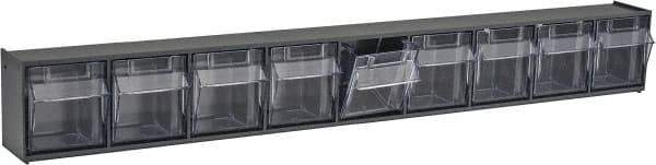 Quantum Storage - 23-5/8" Wide x 3-1/8" High x 2-1/2" Deep, Small Parts Tip Out Stacking Bin Organizer - Polystyrene Frame, 9 Compartments, 2-3/16" Wide x 2-1/2" High x 1-3/4" Deep Bin - USA Tool & Supply