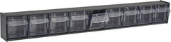 Quantum Storage - 23-5/8" Wide x 3-1/8" High x 2-1/2" Deep, Small Parts Tip Out Stacking Bin Organizer - Polystyrene Frame, 9 Compartments, 2-3/16" Wide x 2-1/2" High x 1-3/4" Deep Bin - USA Tool & Supply
