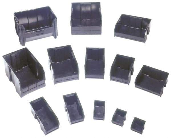 Quantum Storage - 10 Lb. Load Capacity, 7-3/8" Deep, Black Polypropylene Hopper Stacking Bin - 3" High x 4-1/8" Wide x 7-3/8" Long - USA Tool & Supply