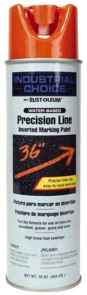 Rust-Oleum - 17 fl oz Orange Marking Paint - 600' to 700' Coverage at 1" Wide, Water-Based Formula - USA Tool & Supply